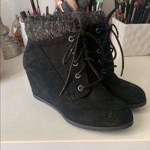 Black Wedged Booties SZ 6.5